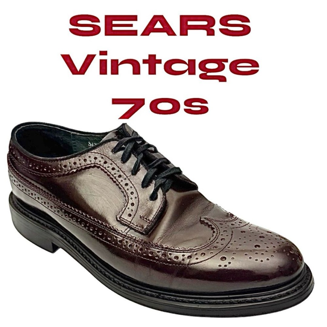 Sears Vintage 74609 KF Cordovan Leather Wingtip Brogues 9.5 D *Made in Korea*