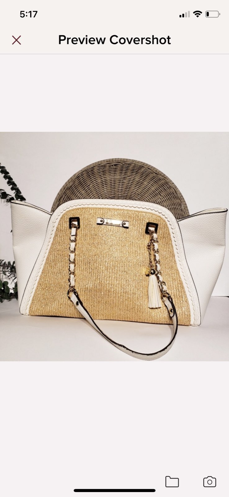 Jessica Simpson Ivory Straw Satchel Purs