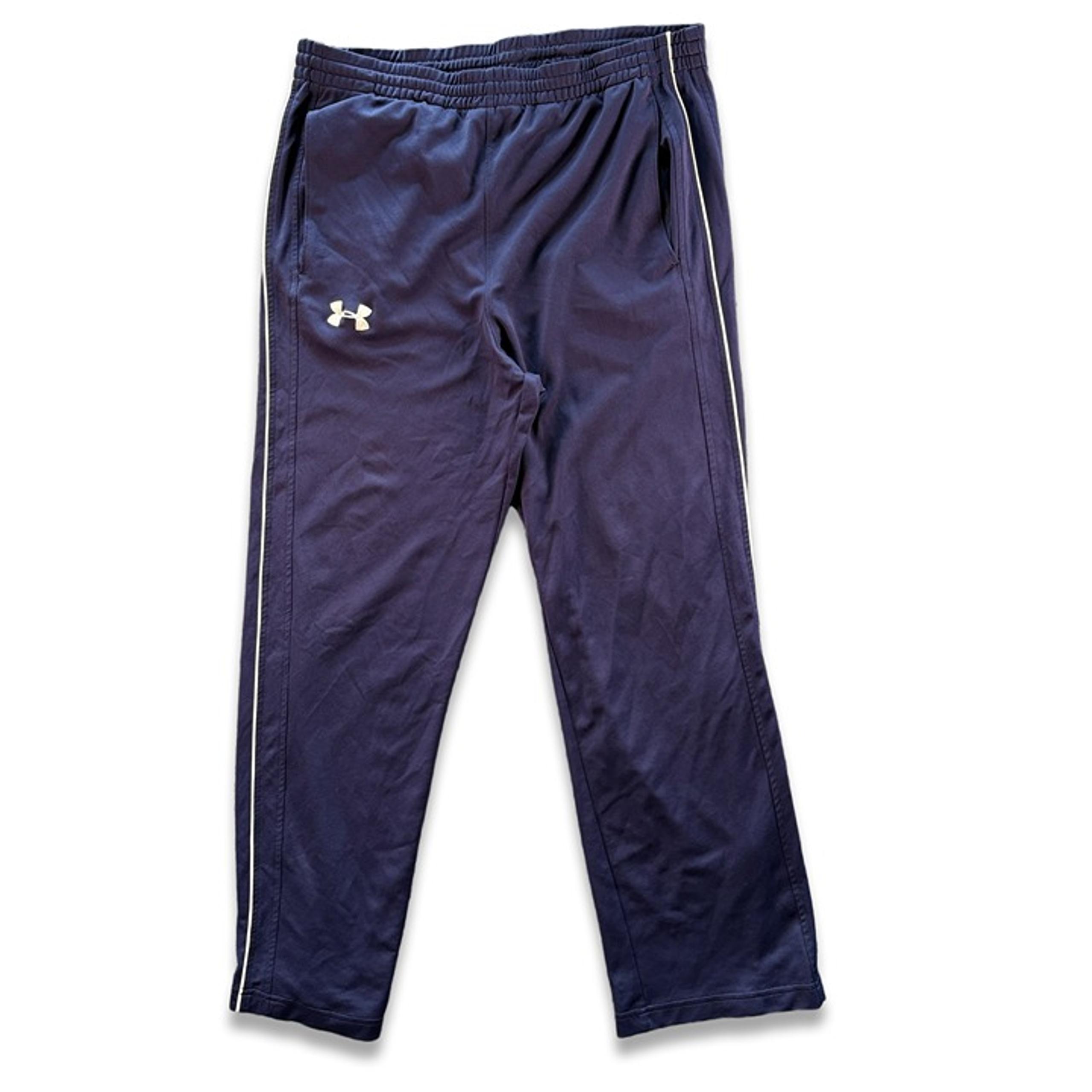 Under Armour Blue & White Embroidered Logo Jogger Sweatpants Zip Leg Men's S
