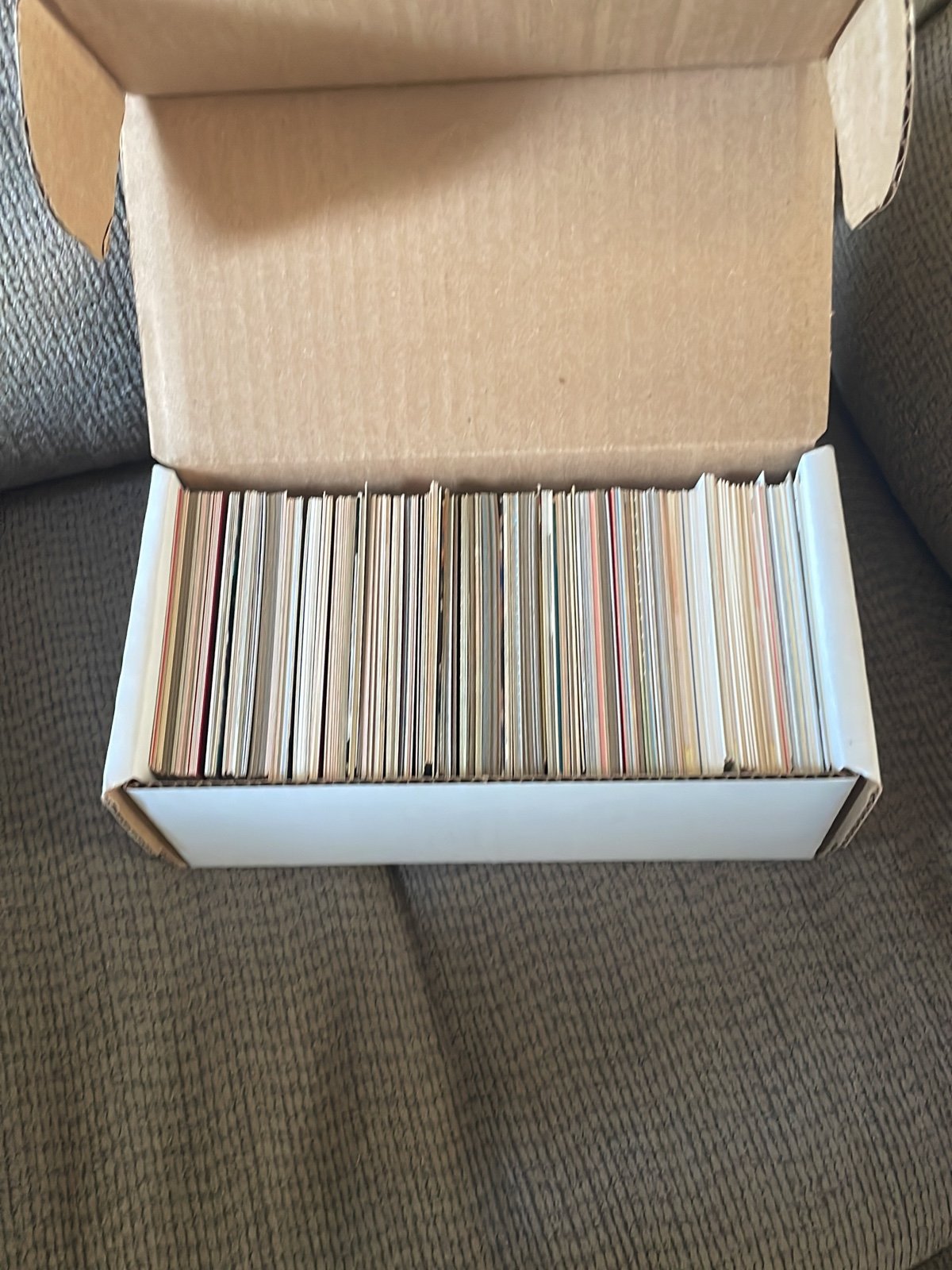 Box of old football cards