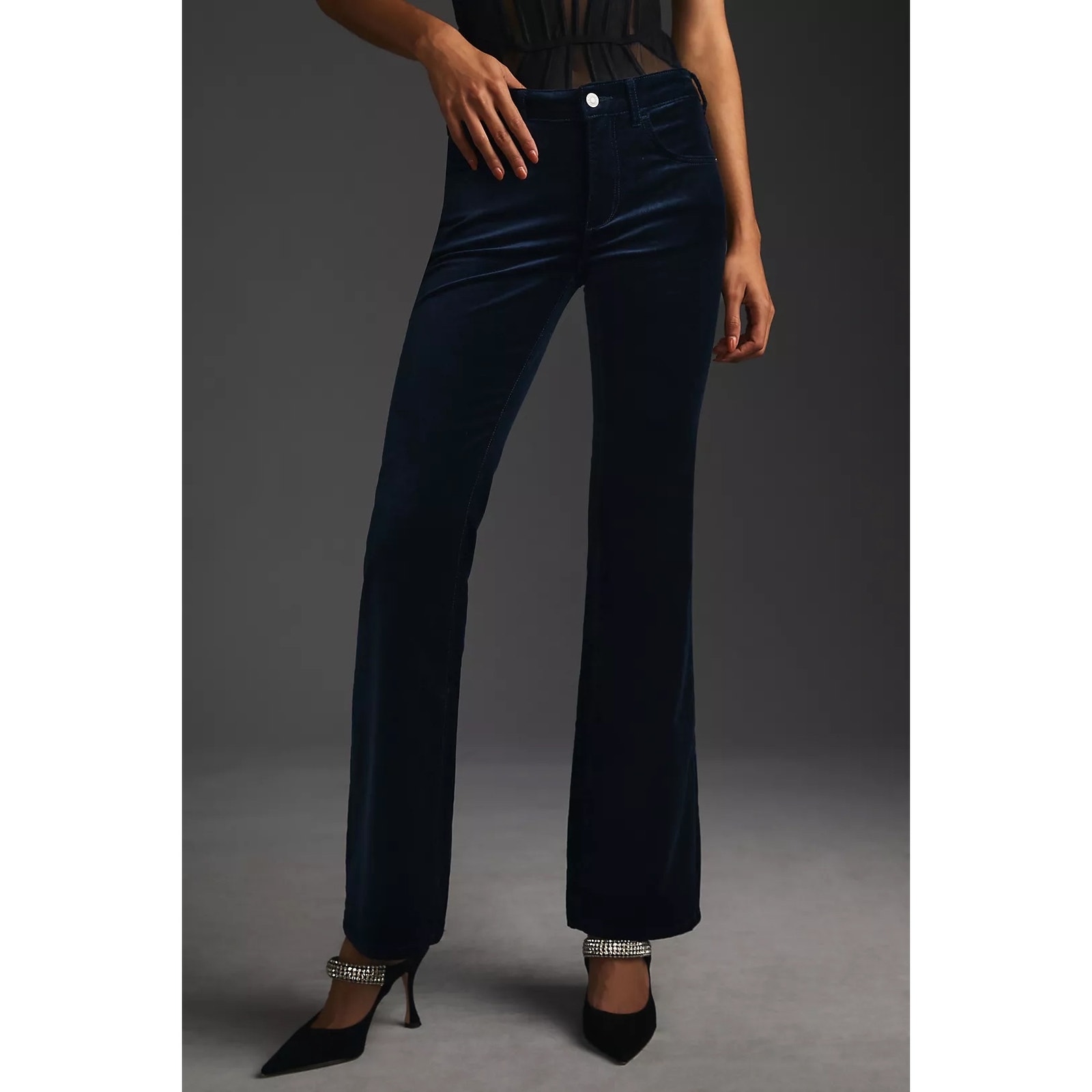 NEW Anthropologie Pilcro Demilune Blue Mid Rise 31 Bootcut Velvet Jeans Size 28