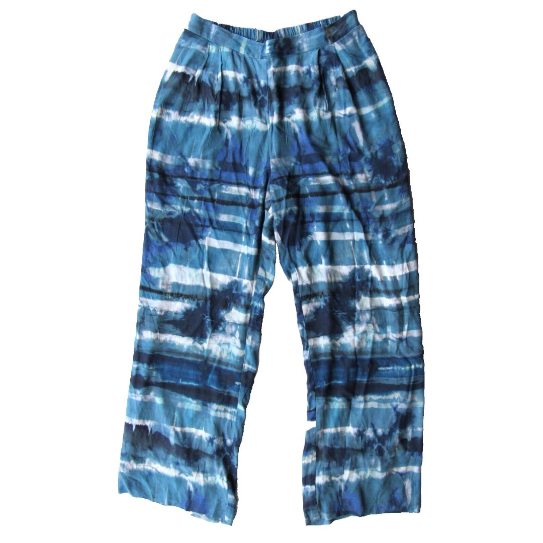 Wide Leg Pants FIFTEEN TWENTY Boho Hippy Tie Dye Festival Blue Womens Large NWT