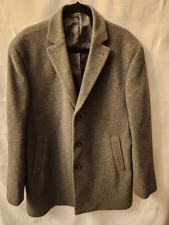 Classic Calvin Klein Prosper Wool Blend Men's Gray Over Coat Sz 44