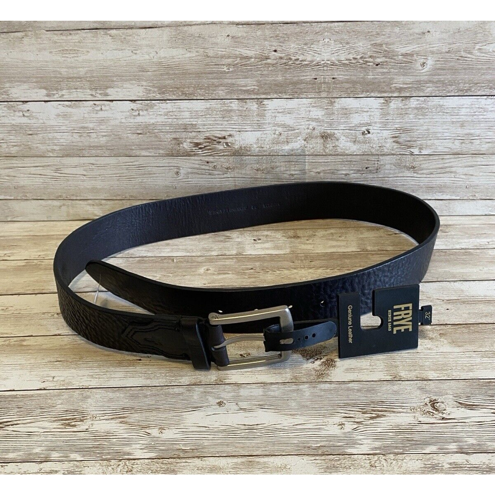 Frye Belt Mens Black Size 32 Silver Metal Hardware Western