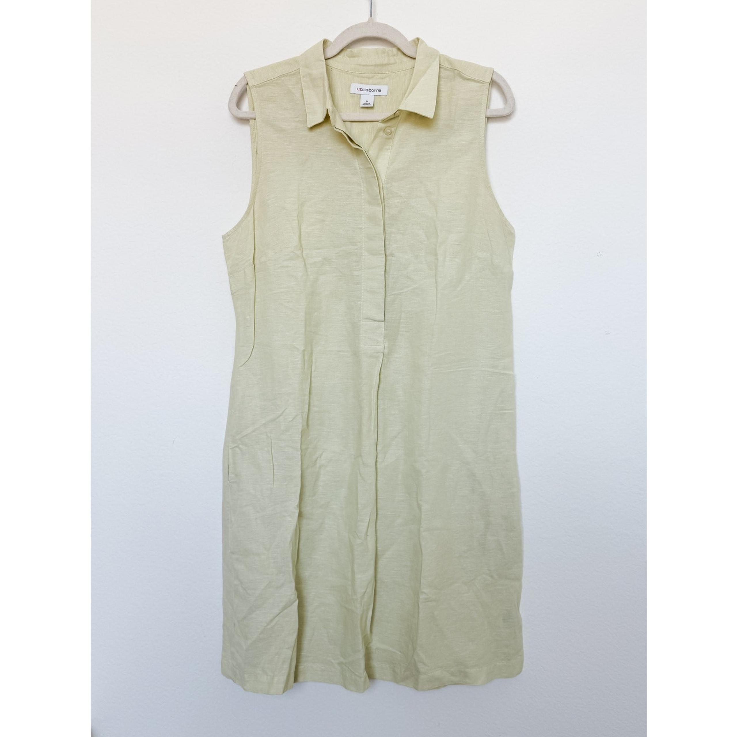 Liz Claiborne Linen Blend Dress Butter Yellow Size M Lagom Summer Coastal