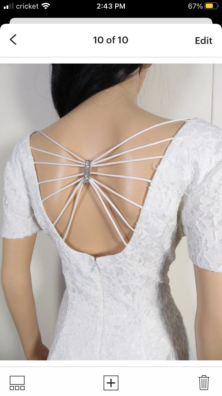 Vintage 90s White Lace Mini Dress With Cage Scoop Back Size S/M