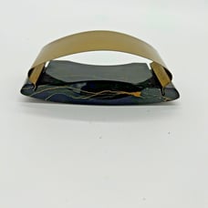 Vintage Black Marble and Brass Rocker Ink Blotter