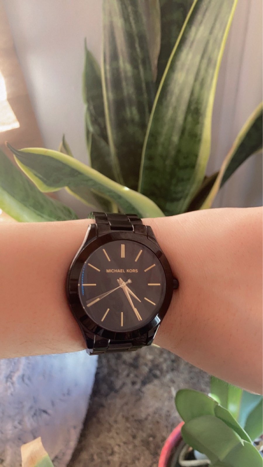 Michael Kors Black-Tone Slim Runway Metal Watch