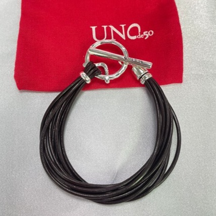 UNO de 50 MEETINGPOINT BRACELET T-bar fastener brown leather silver-plated