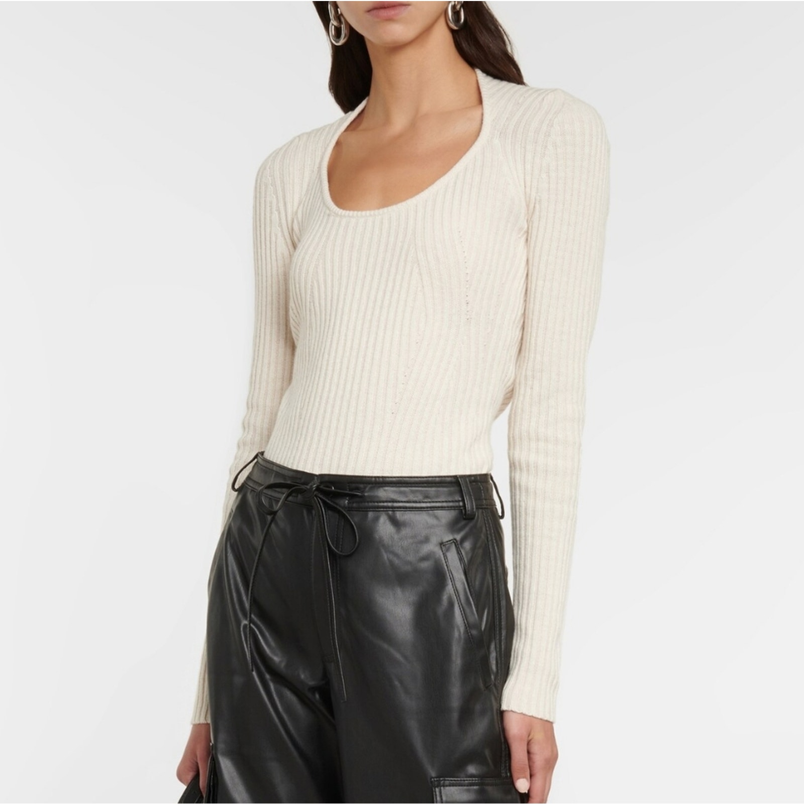 Proenza Schouler Sweater Women's Size XS Cream Ribbed Pullover Cozy Coquette