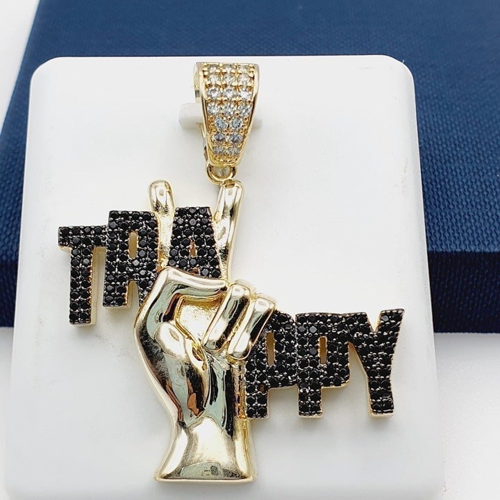 14K Gold Plated Cubic Zircon Pendant, INUS1BR258