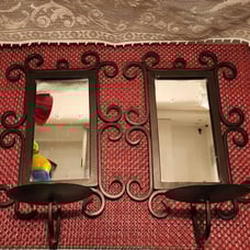 Metal Mirrored Pillar Candleholders