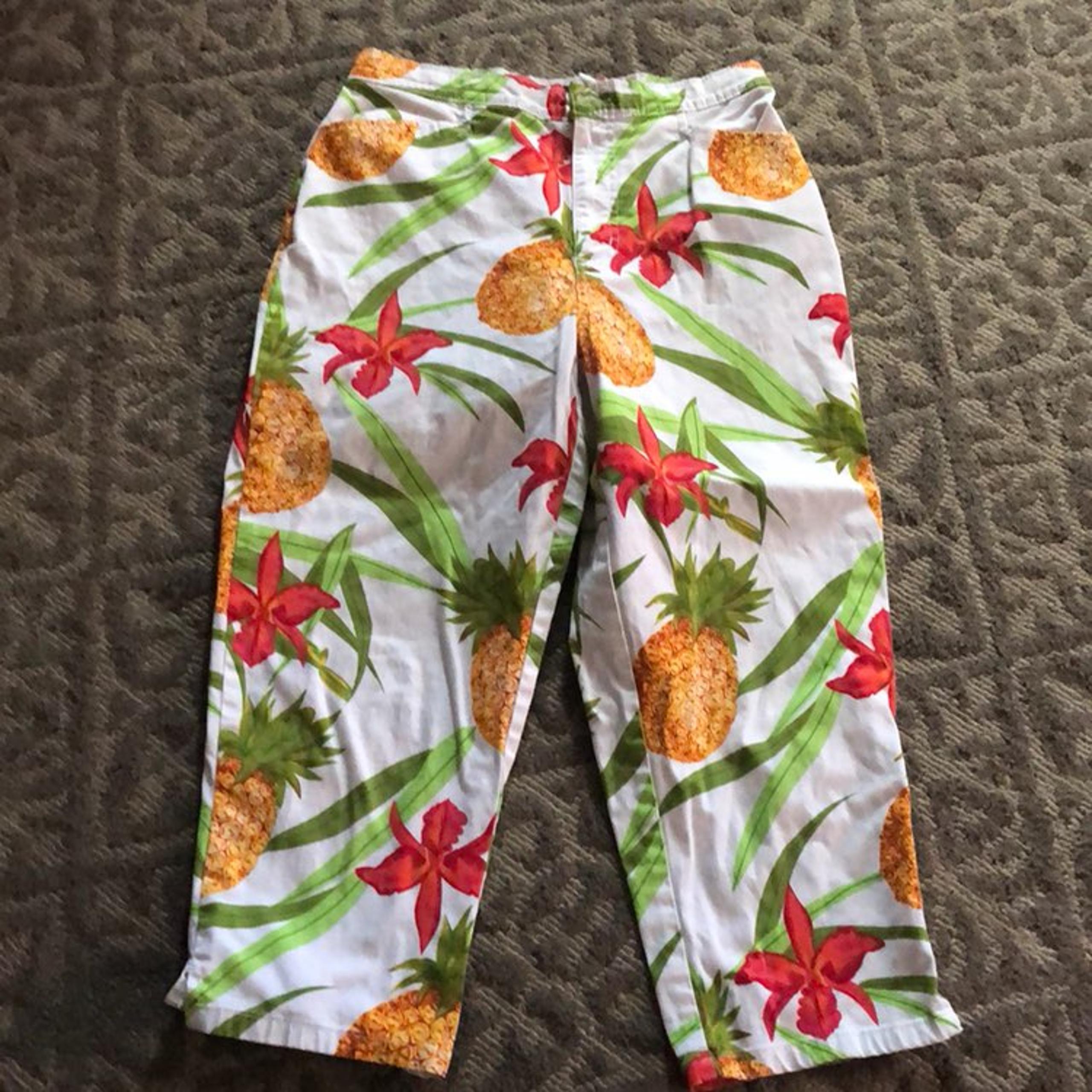 Aloha Pineapple Print Capri Pants Sz 8