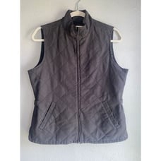 Orvis Womens Quilted Gray Vest Jacket Adj Side Buckle Full Zip EUC Size Small