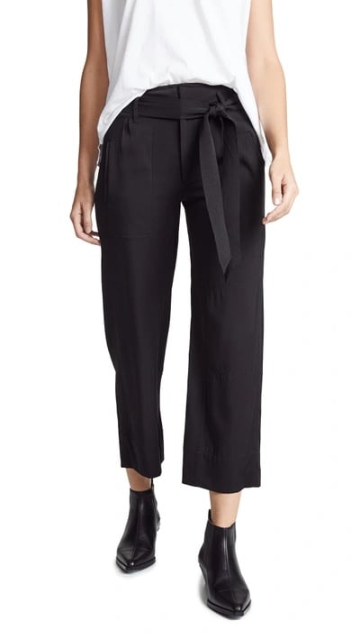 AYR Mirage Silk Stretch Pants Wide Leg Crop High Rise Belted Trousers s