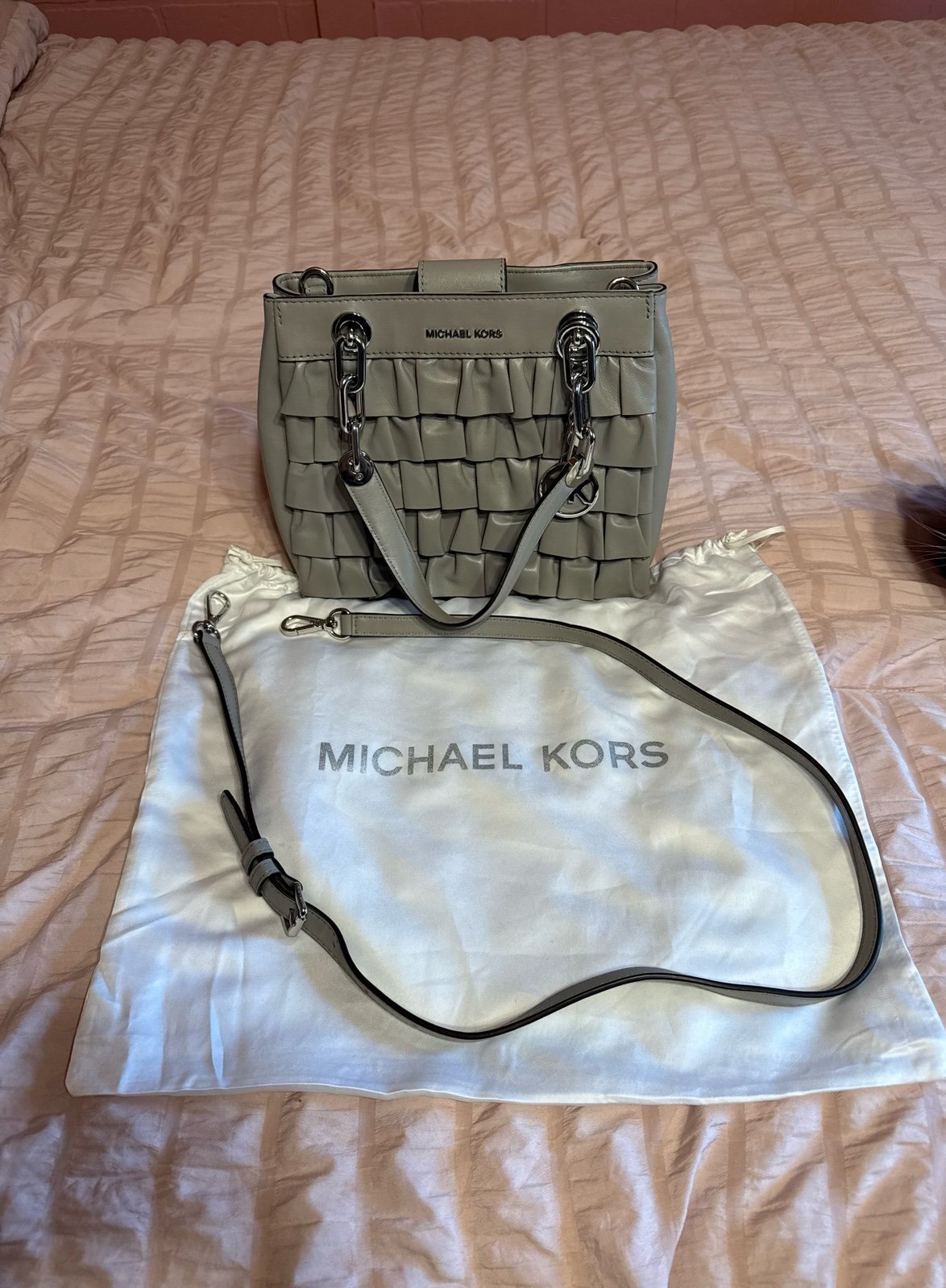 Michael Kors Grey Ruffled Purse.