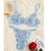 Baby Blue Applique Lace Underwire Thongs Lingerie Set Sexy Sets L1