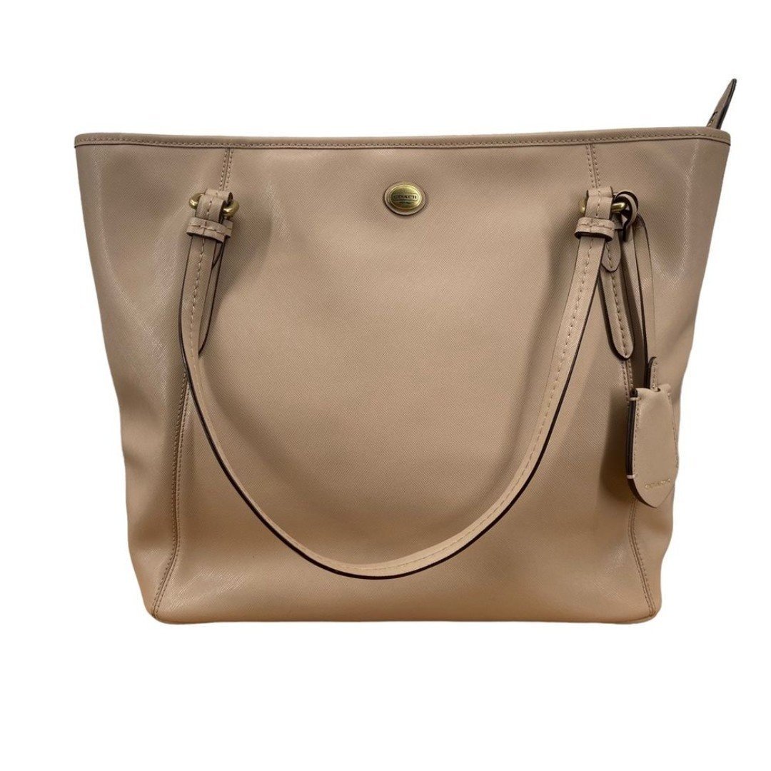 Coach Peyton Top Zip Saffiano Leather Tote Bag Light Grey/Beige