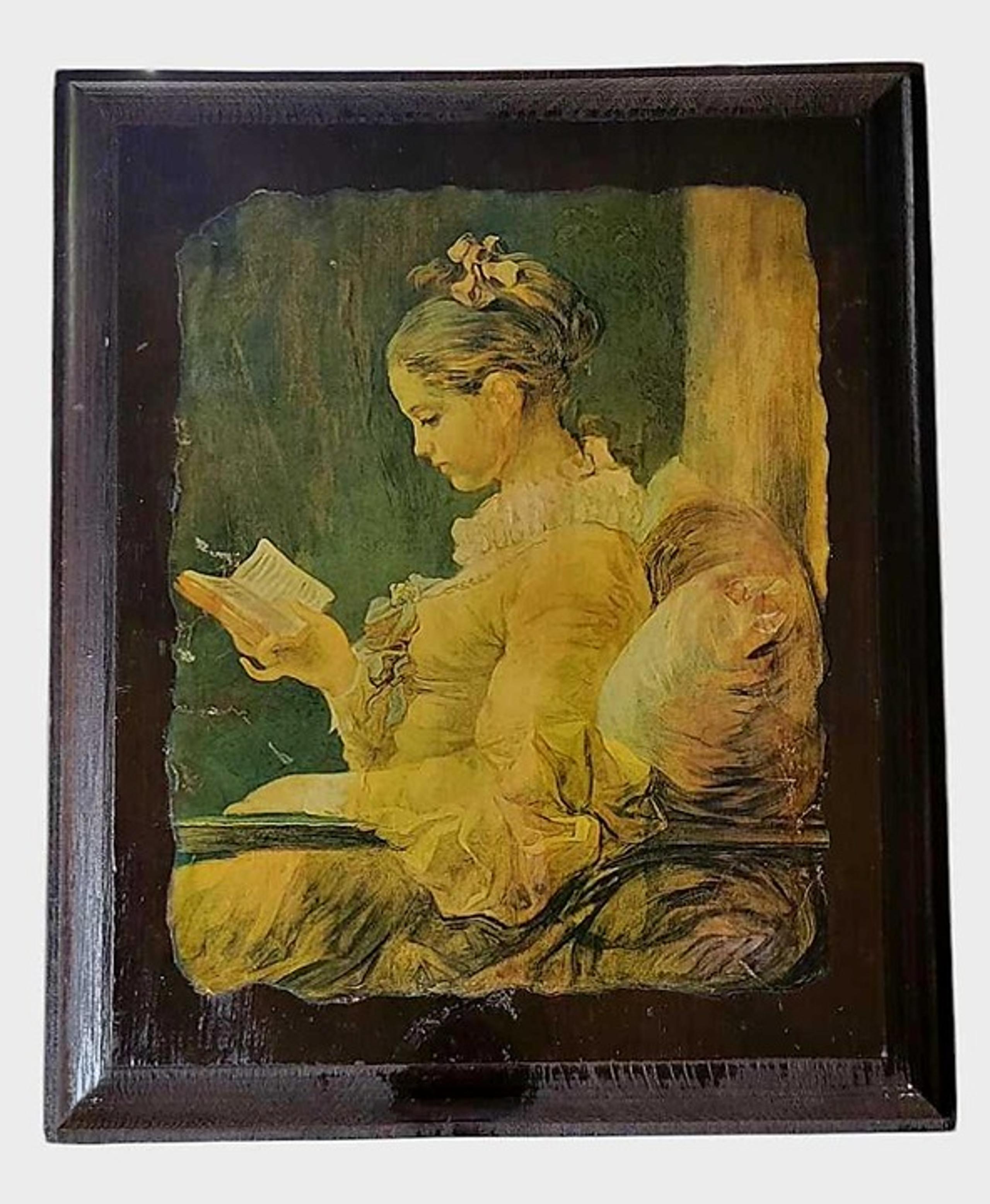 Vintage Painting of A Young Girl Reading by Jean-Honoré Fragonard Print On Wood