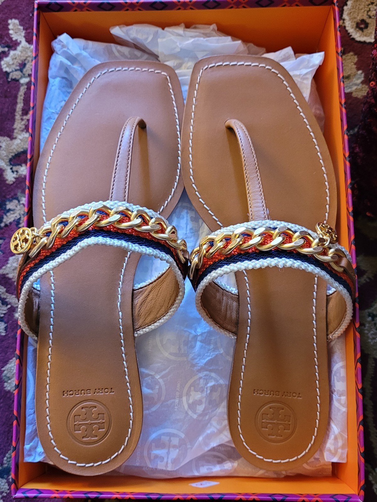Tory Burch Mini Benton Chain Band Sandal 8.5