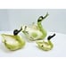 Vtg Hull USA Pottery Duck/Swan Planter Chartreuse Green 1940/60’s 3 Pc Family