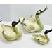 Vtg Hull USA Pottery Duck/Swan Planter Chartreuse Green 1940/60’s 3 Pc Family
