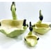 Vtg Hull USA Pottery Duck/Swan Planter Chartreuse Green 1940/60’s 3 Pc Family