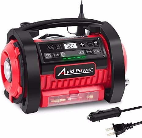 AVID POWER Tire Inflator Air Compressor, 12V DC / 110V AC Dual Power Tire Pump