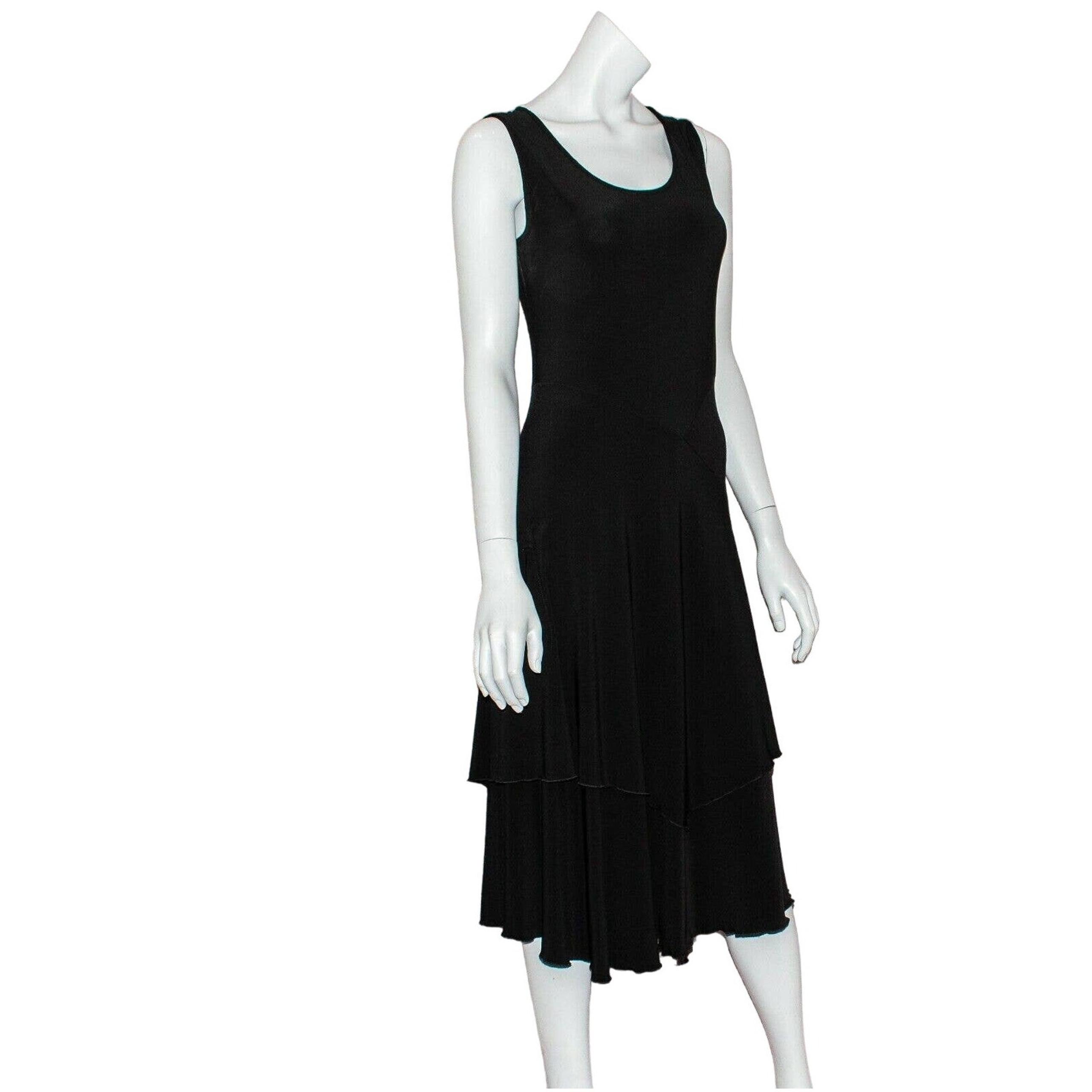Joseph Ribkoff Women's Sleeveless Midi Dress Black layered Jersey Size 8