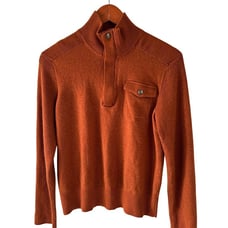 Banana Republic Men's Size Med Jumper Wool High Neck Pocket Pumpkin/Brick Color
