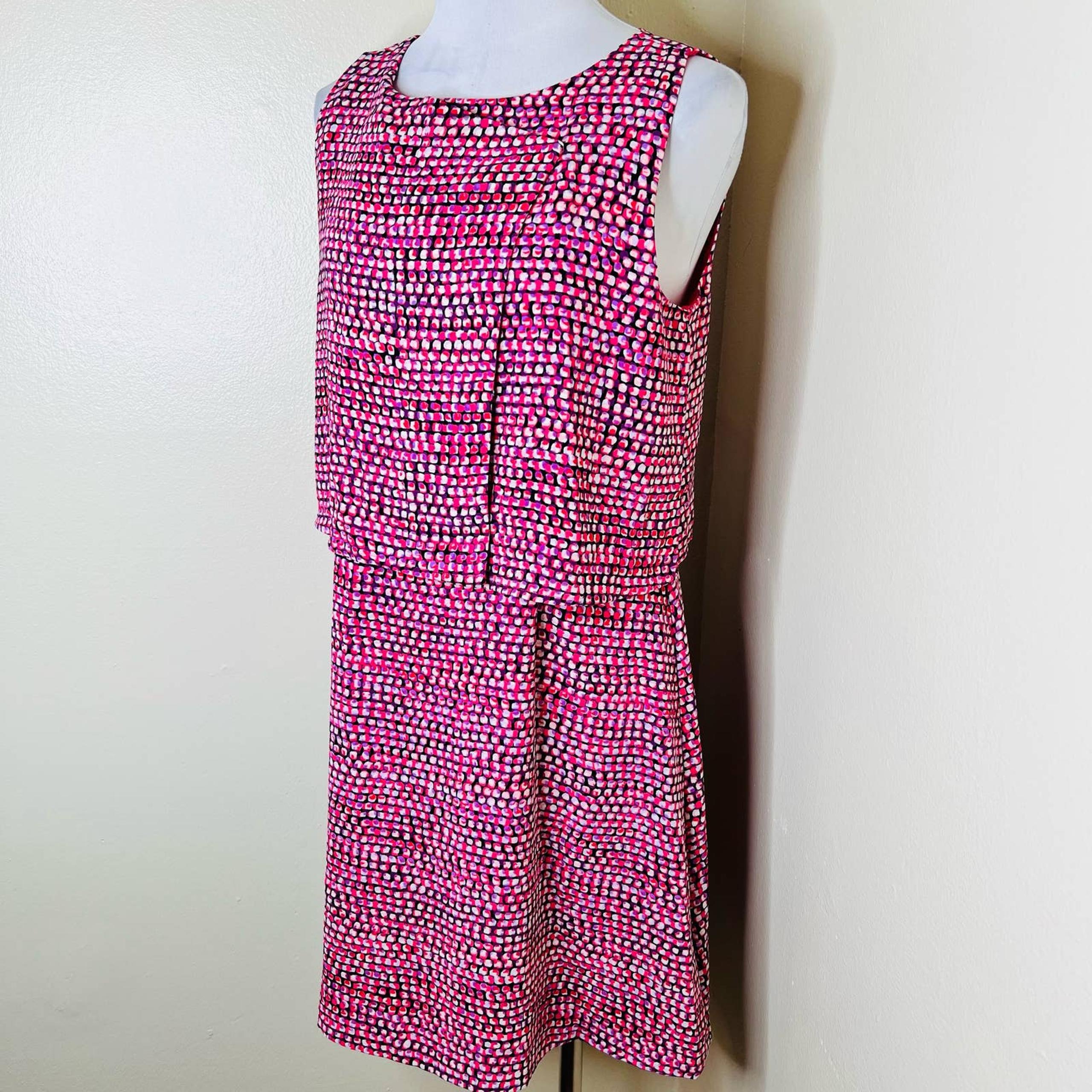 NWT Covington Miss Twofer Flare Dress 10 Pink Purple Layered Overlay Sleeveless