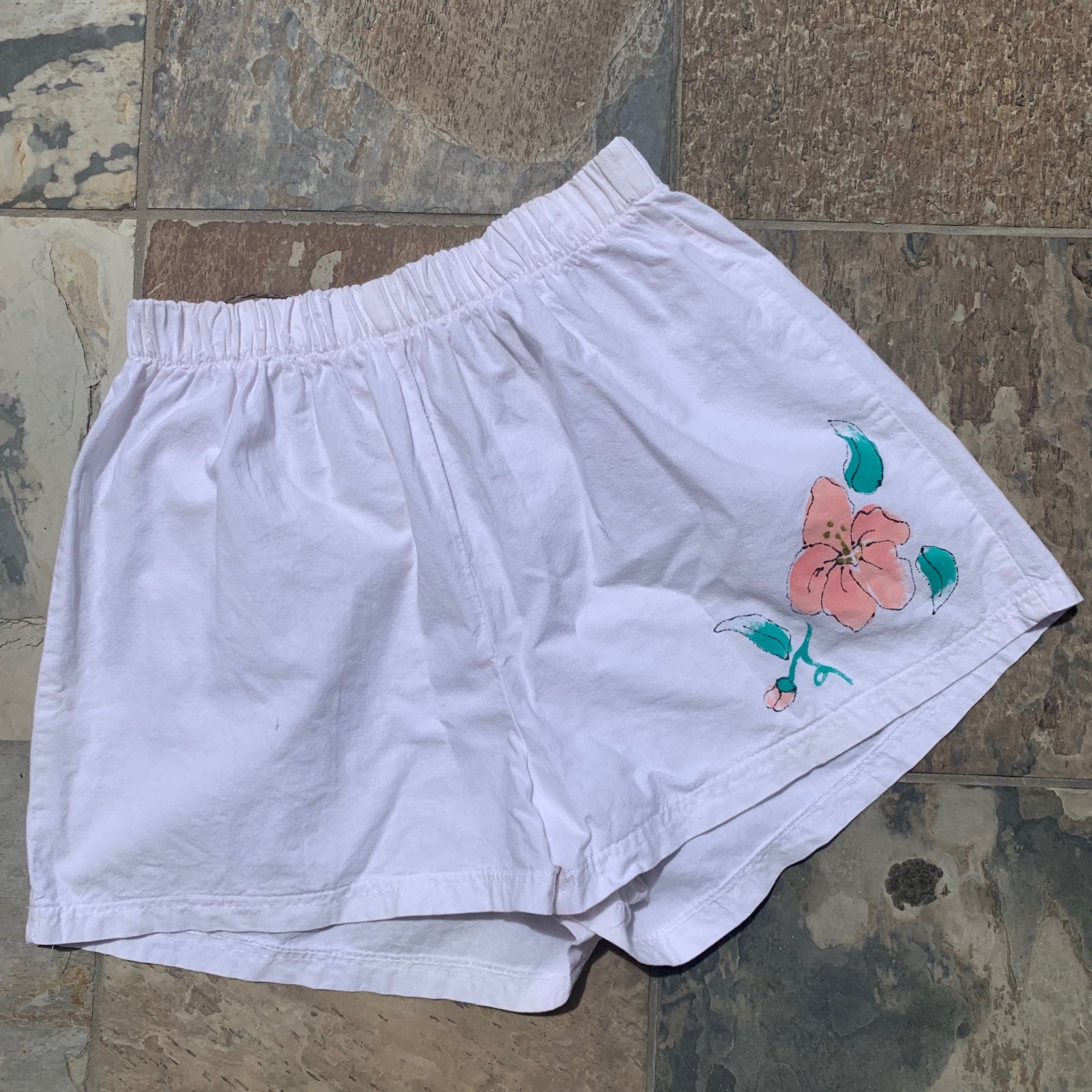 Vintage 80s white cotton Beaxh shorts