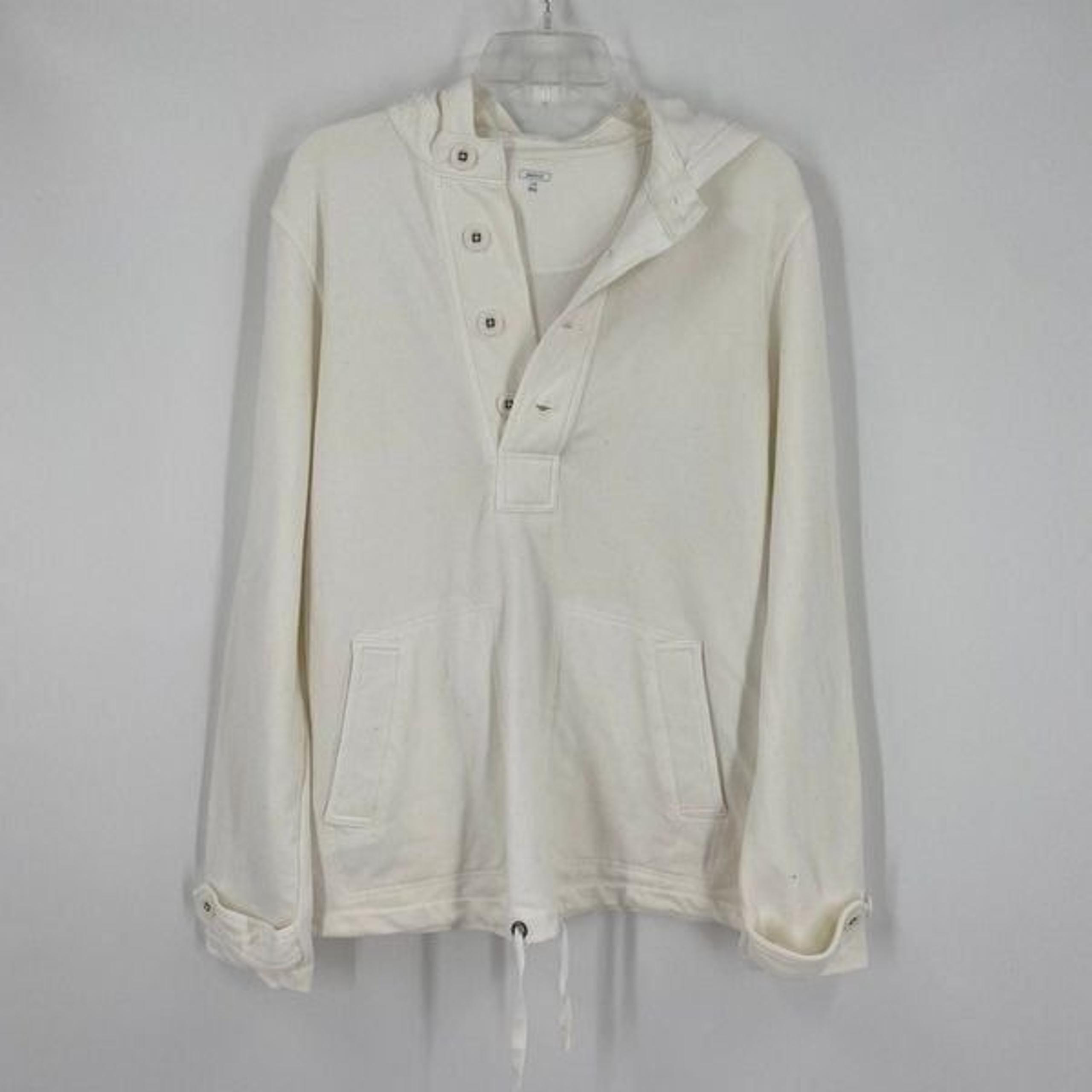 GAP Women’s 1/4 Button White Hoodie Sweatshirt White size L