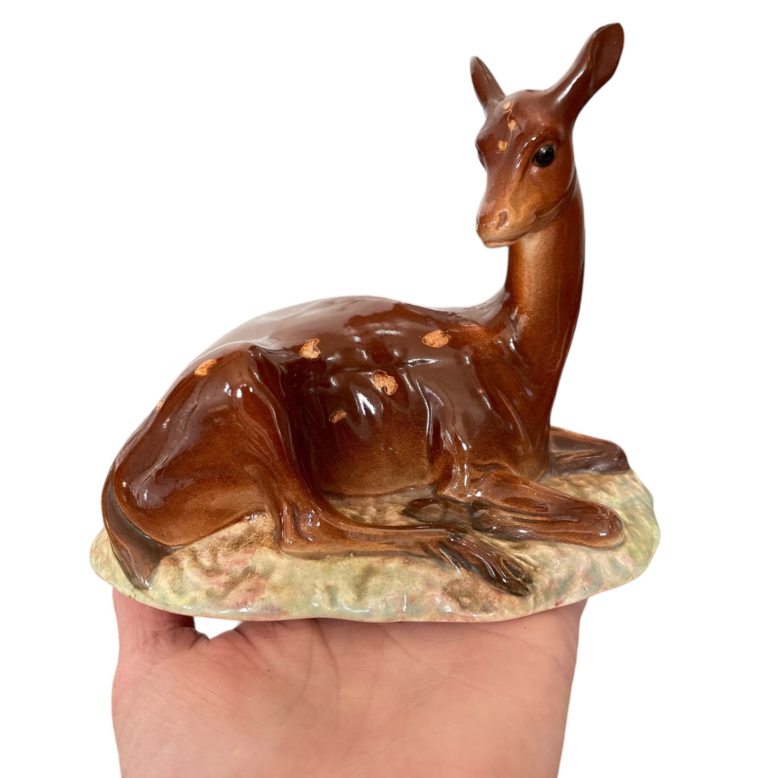 Beswick Deer Figurine 721 Lying Down on Base Gloss Porcelain England Rare