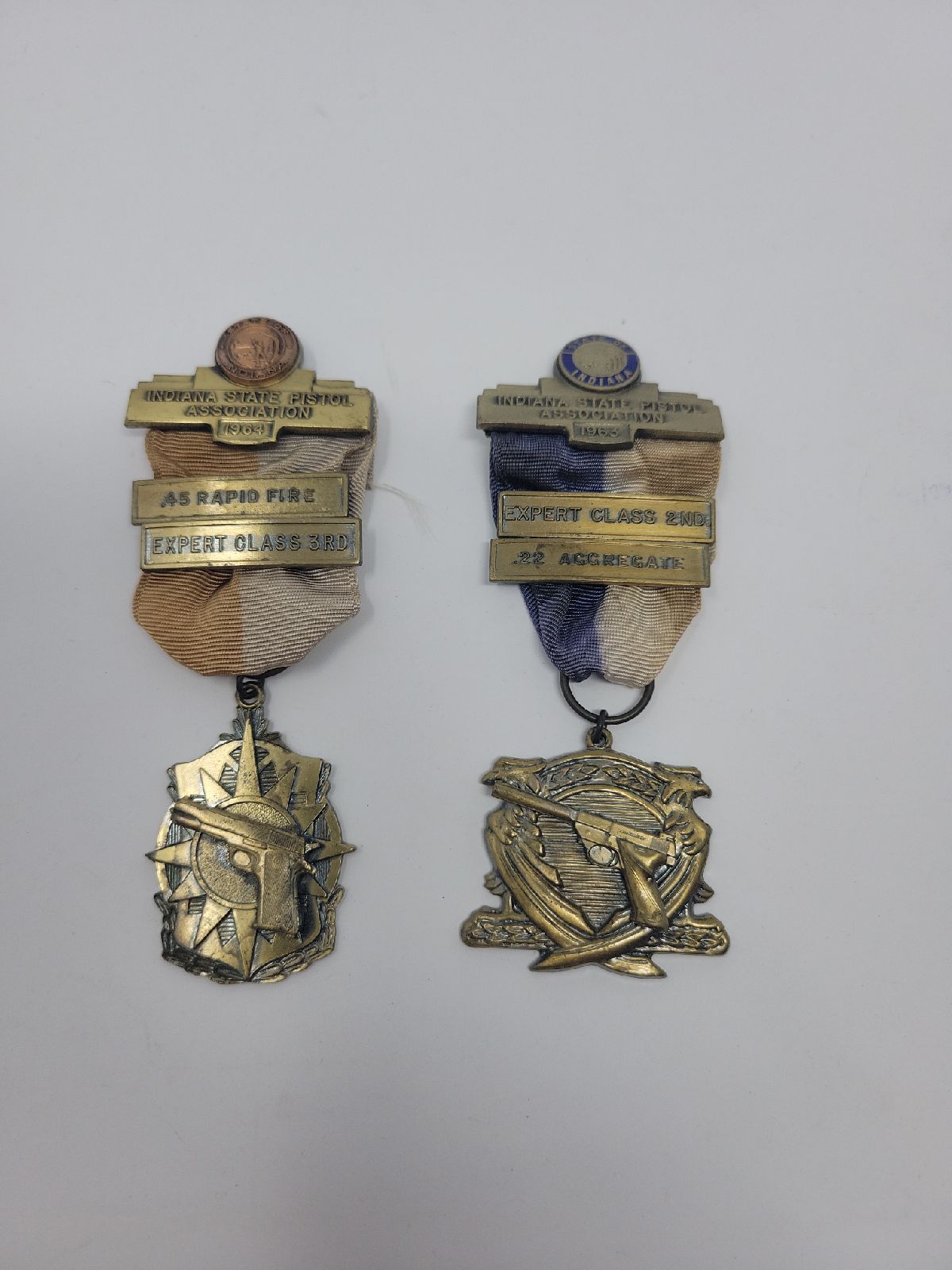 Vintage Indiana State Pistol Association Medals 1963 1964