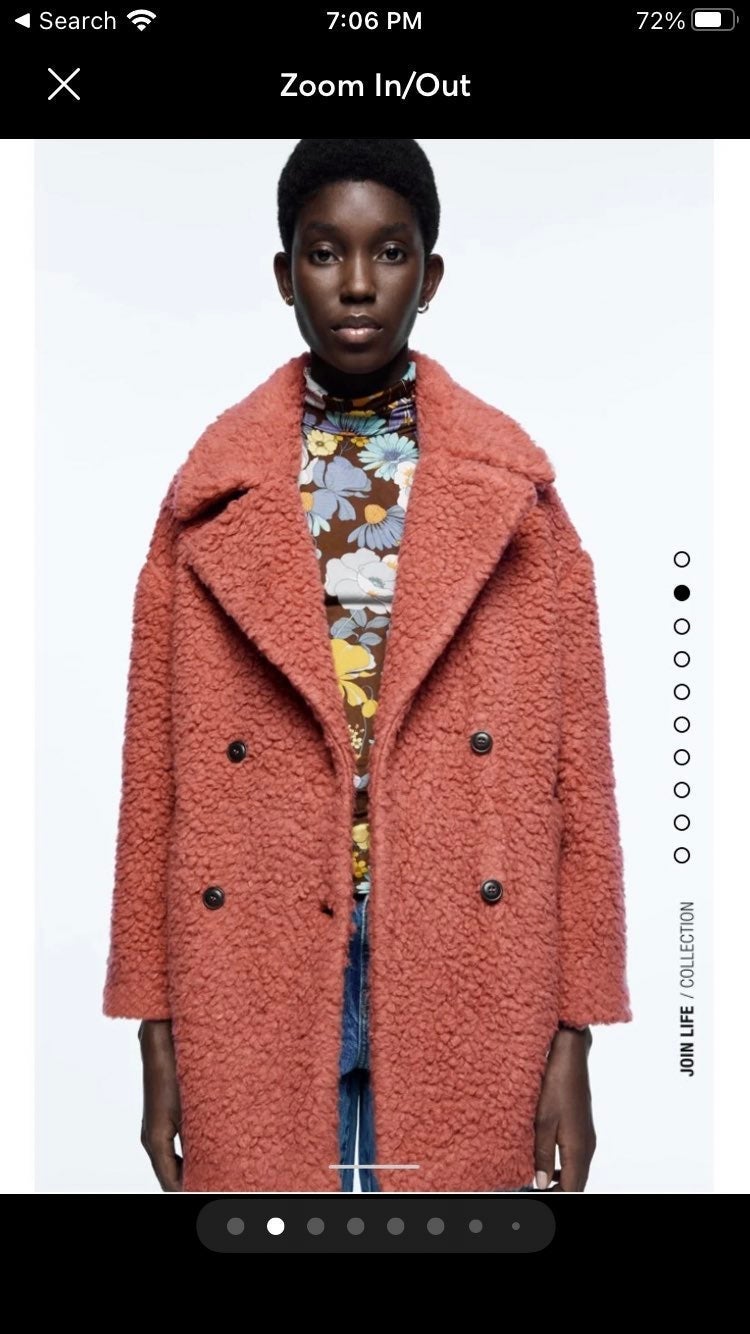Zara double breasted fleece coat