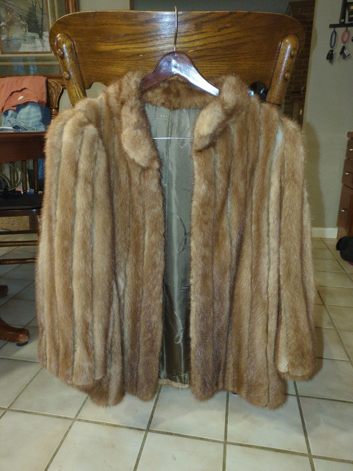 Mink leather jacket women's M