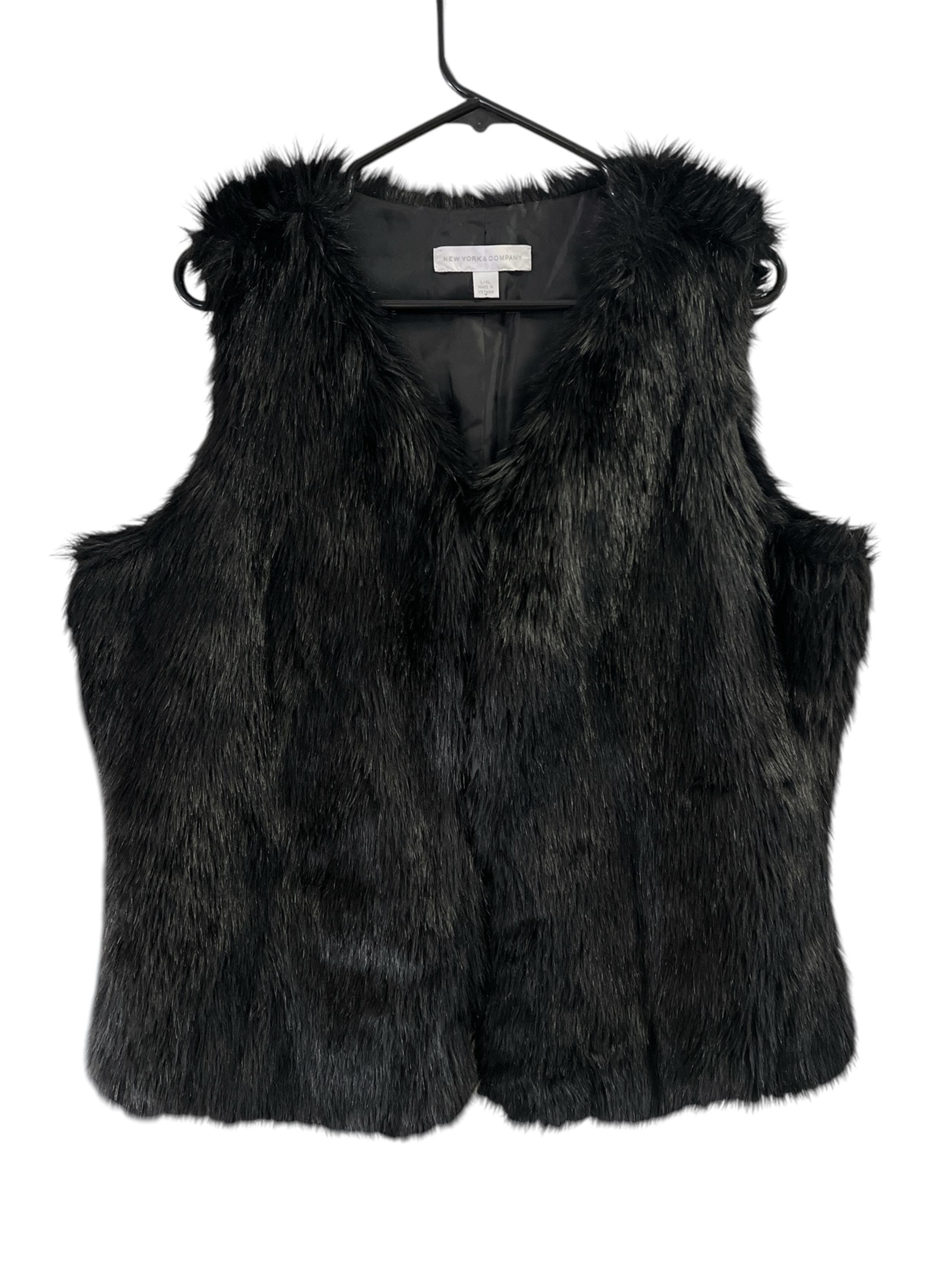 New York & company black fur vest