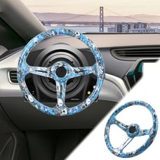 NEW JDM UNIVERSAL 350MM SKULL Style Acrylic Deep Dish 6 Holes Steering Wheel