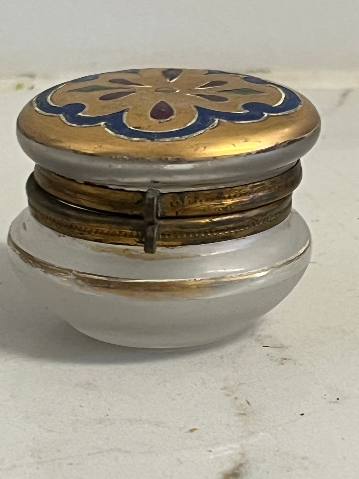 Antique French Art Nouveau Enamelled Art Glass and crystal Jewellery Box C. 1900