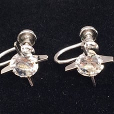 Vintage white topaz screw on earrings