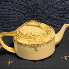 Rare Vintage Nippon tea pot with sparkling flowers and golden Handel beautiful