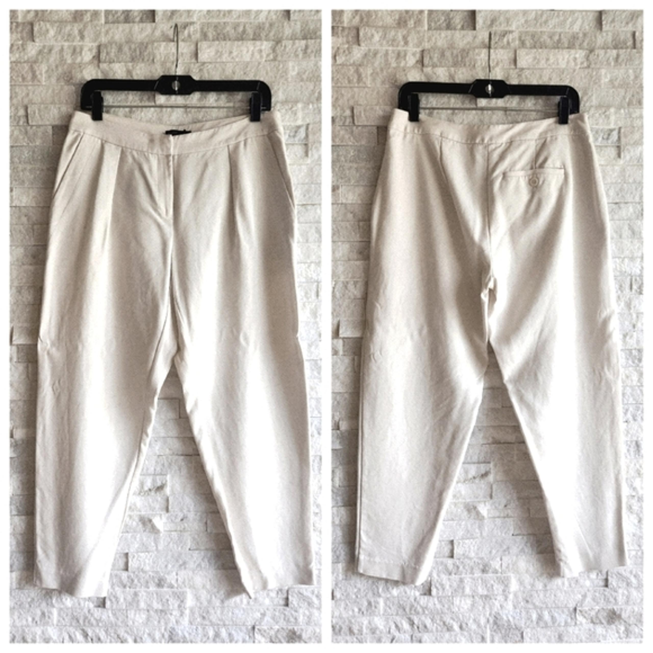 Eileen Fisher Womens Tencel Cream Bone Tapered Pleated Ankle Pants Size 6
