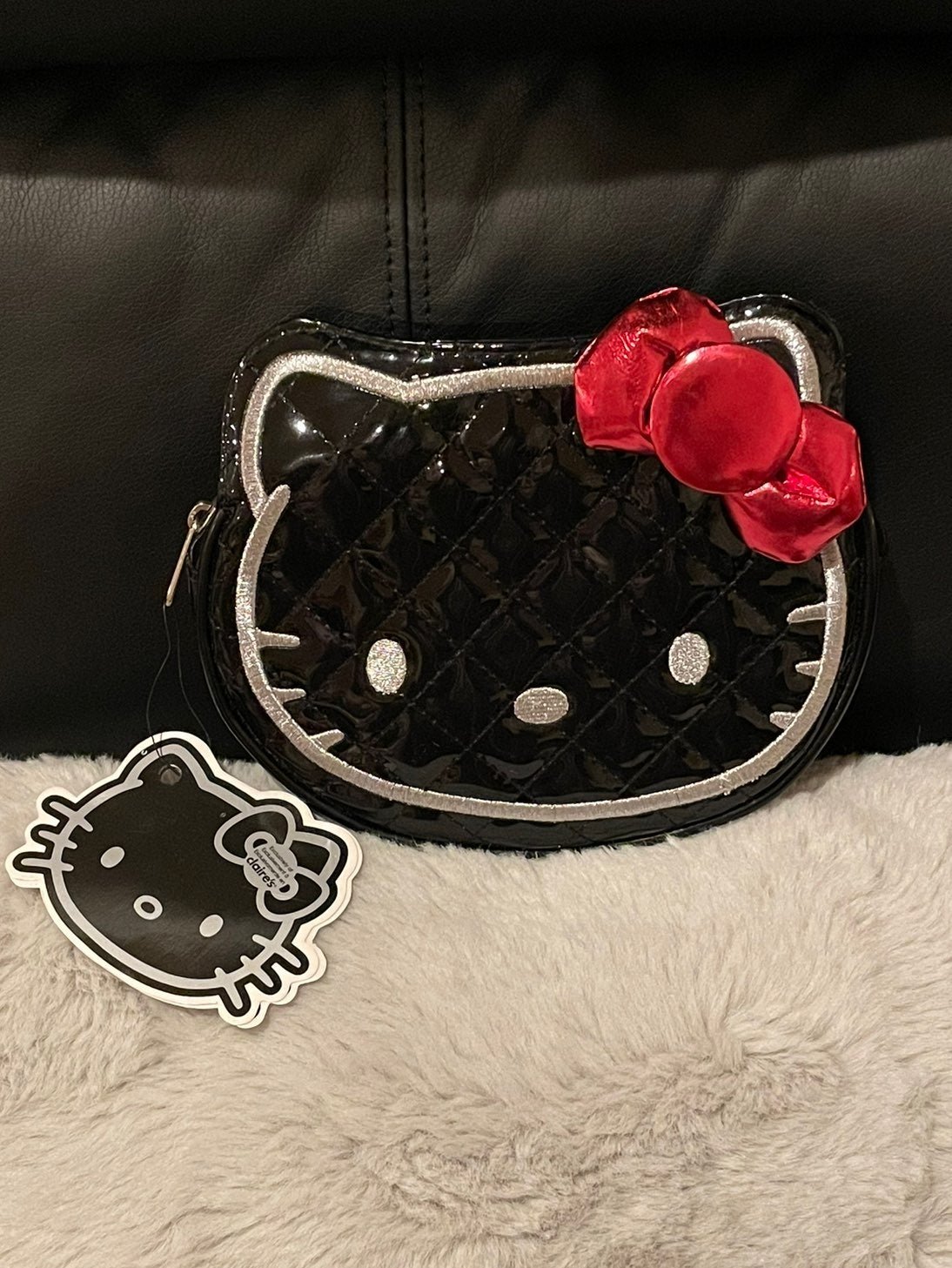 Rare Loungefly Hello Kitty Sanrio Black Quilted Makeup Zip Pouch/ Clutch