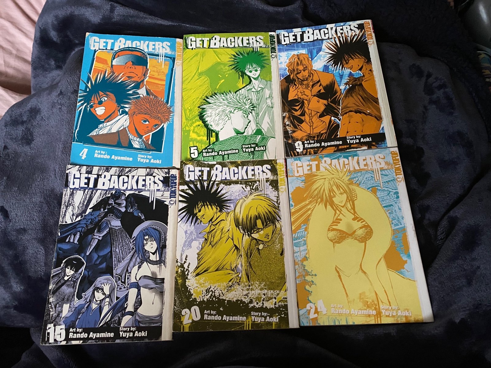 Get Backers Manga volumes 4, 5, 9, 15, 20, and 24