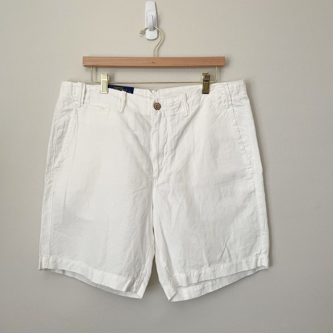 Polo Ralph Lauren Ivory Straight Fit Linen Blend Shorts