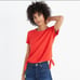 Madewell Texture & Thread Short Sleeve Crew Neck Tie Waist Red Top Size XL