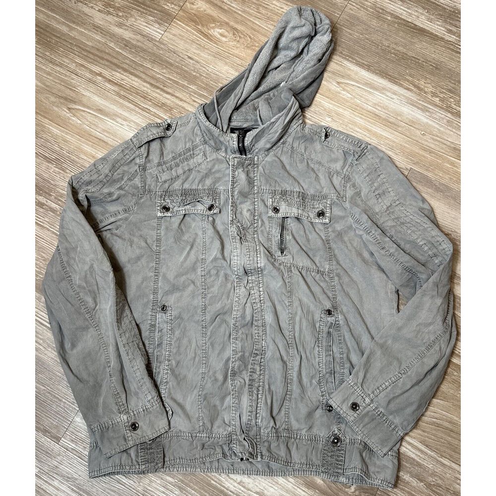 Buckle Black Label women tactical zip snaps hood jacket size L slim fit