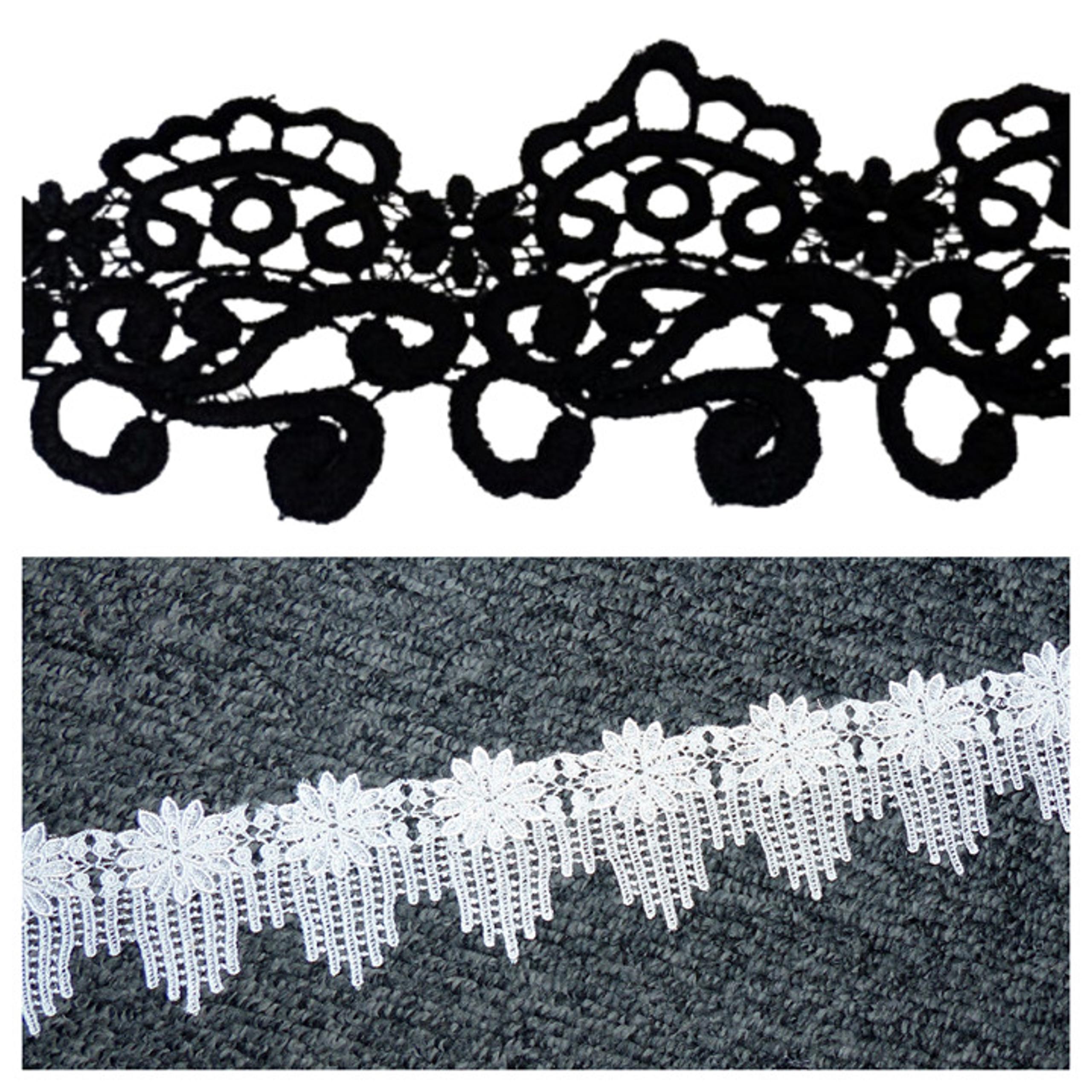 Ornate Trim Lot Black (7 yd x 2 3/8") White (10 yd? x 3") Washable Never Used