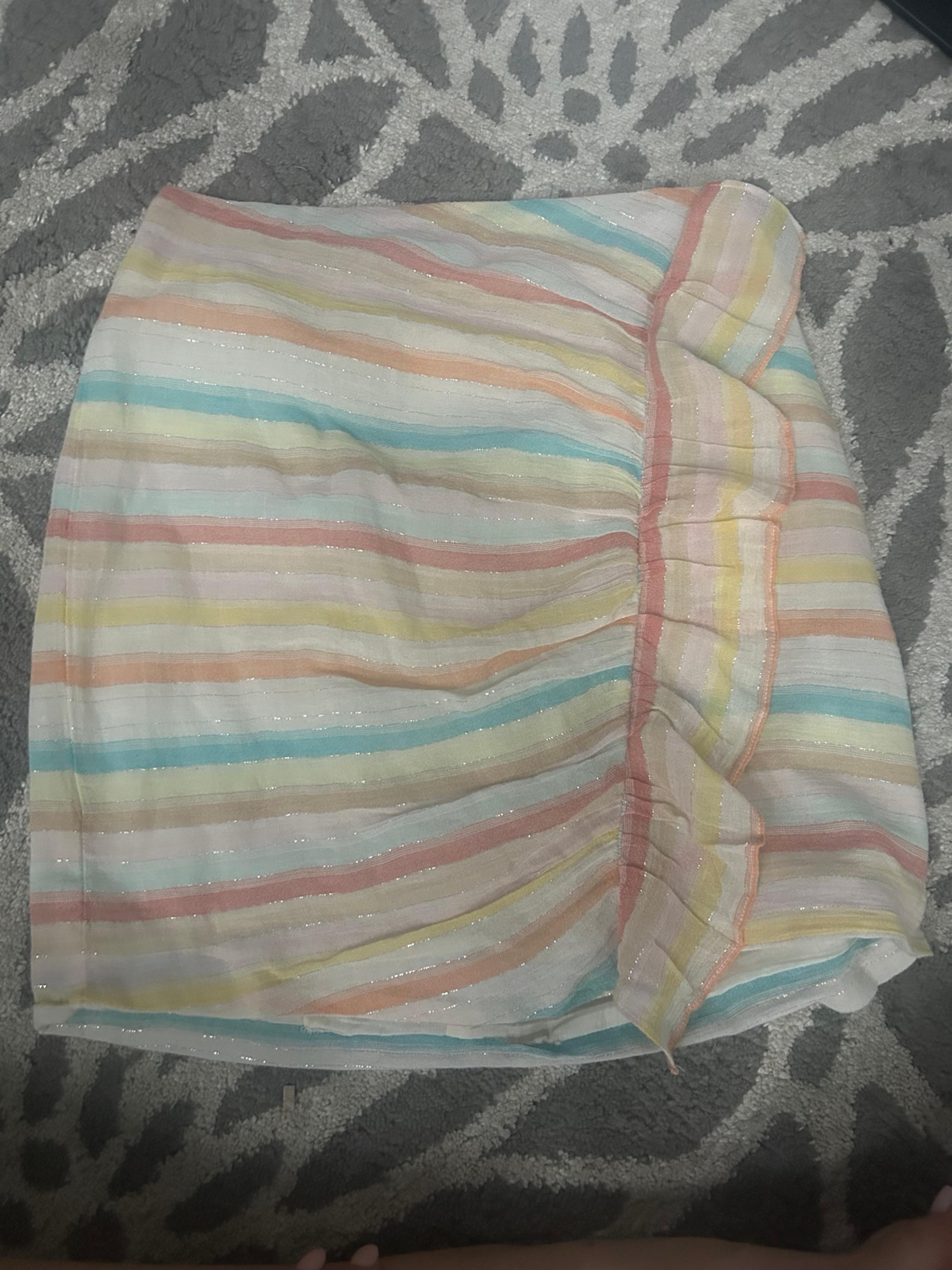 Light Pastel Rainbow Revolve Lovers and Friends Ruffle Mini Skirt